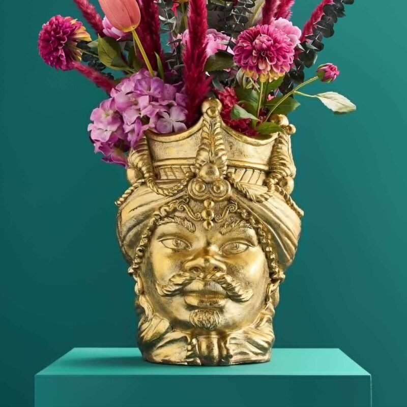 Sicilian Flower Pot Agostina Gold Animal Sculptures