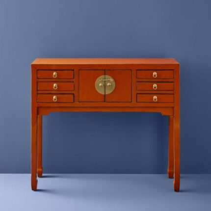 Console Table Dynasty Vintage Orange Wooden Console Table