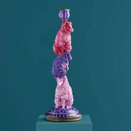 Colorful Sheep Candle Holder Purple-Magenta Art Sculptures