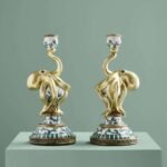 Set of 2 Otto Octopus Candle Holders Turquoise-White-Gold Art Sculptures