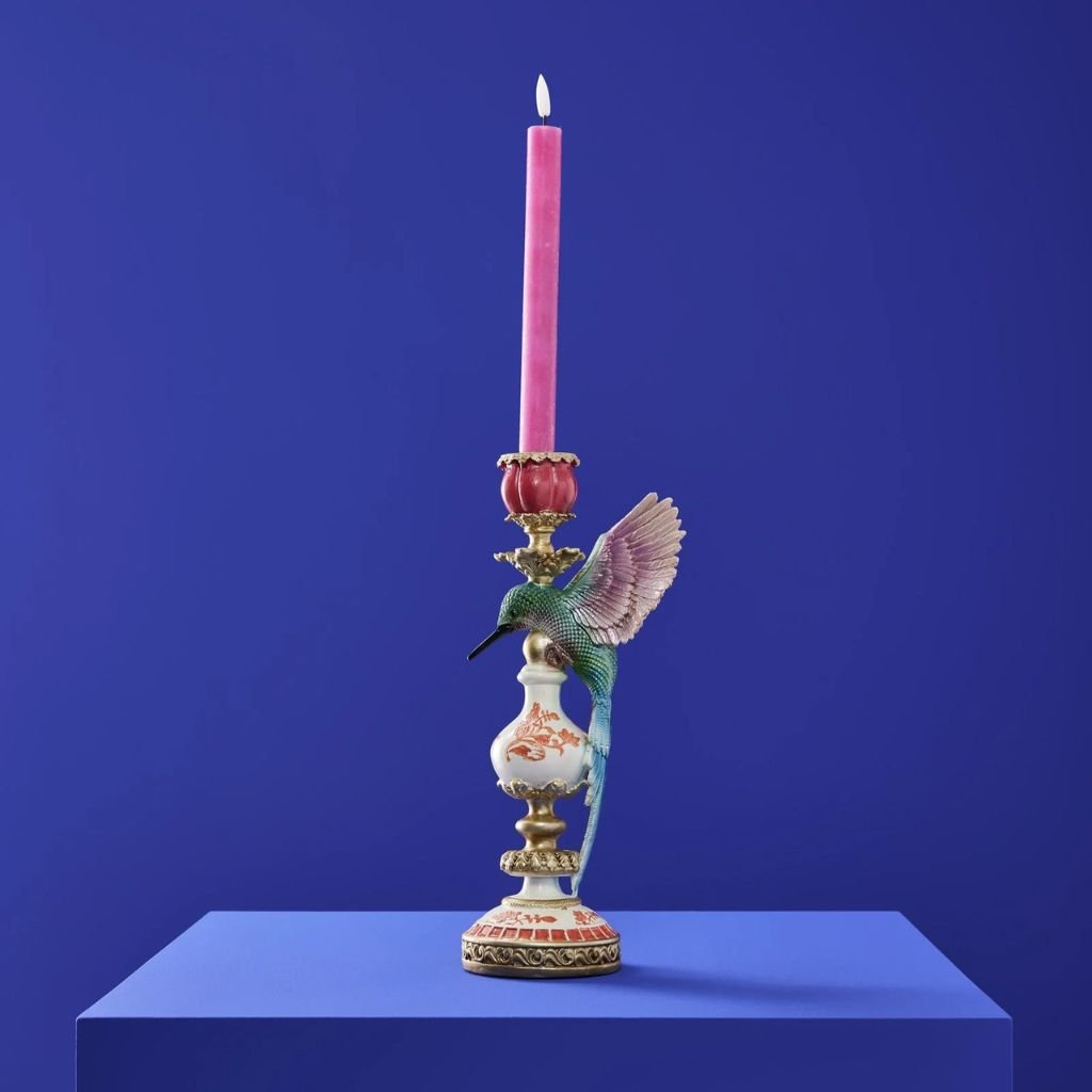 Hummingbird Candlestick Multicolored Bird Sculpture Hummingbird Candlestick Multicolored Bird Sculpture