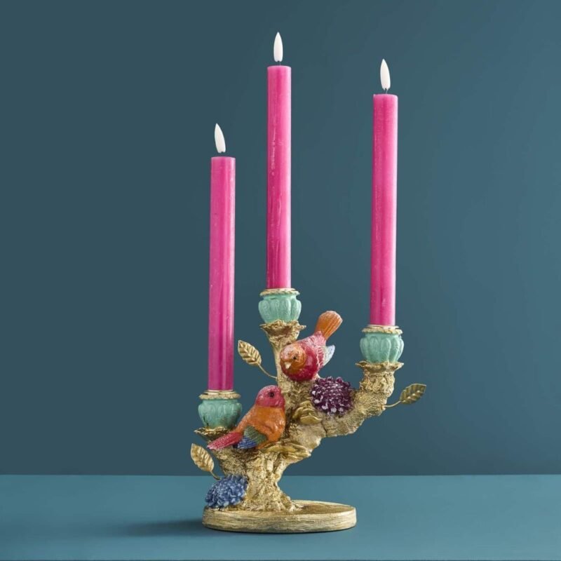 Candleholder with Little Birds Birdies Bird Sculpture