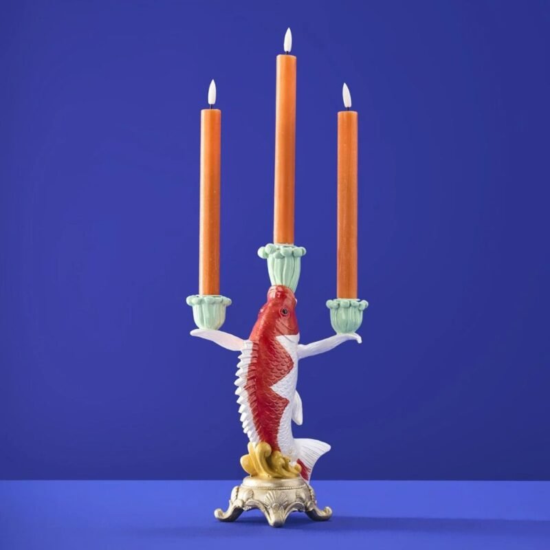 Candle Holder Fish Koi Animal Sculpture