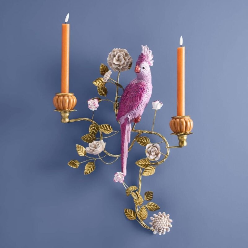Wall Candle Holder Parrot Bird Sculpture