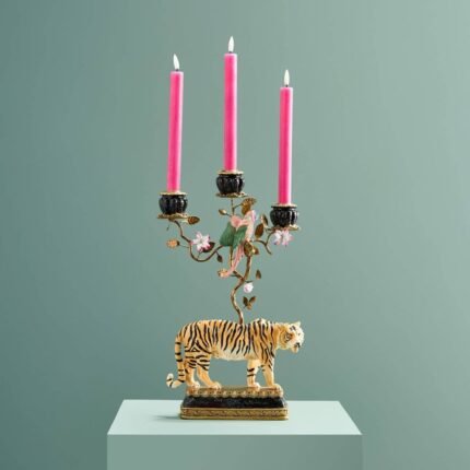 Candleholder Tiger Hand-Painted Animal Sculpture