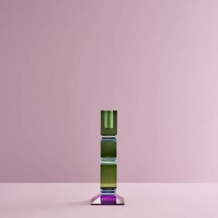 Candle Holder Fancy Crystal Glass Green Art Sculptures