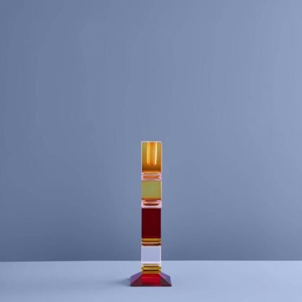 Candle Holder Fancy Crystal Glass Multicolor Art Sculptures