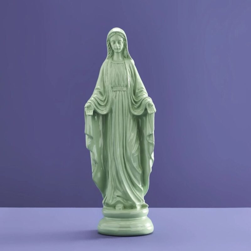 Decorative Madonna Figure Virgin Mary Green Art Sculptures