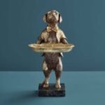 Card Holder Dog with Bow Tie Animal Sculpture