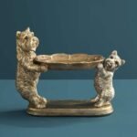 Card Holder Dogs Gold Animal Sculpture