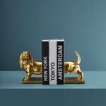 Set of 2 Dachshund Bookend Gold Animal Sculpture