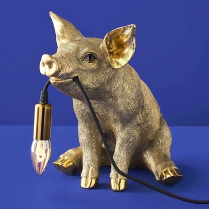 Table Lamp Piggy Pig Gold Animal Lamps