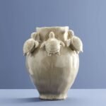 Vase with Turtles Beige Animal Sculptures