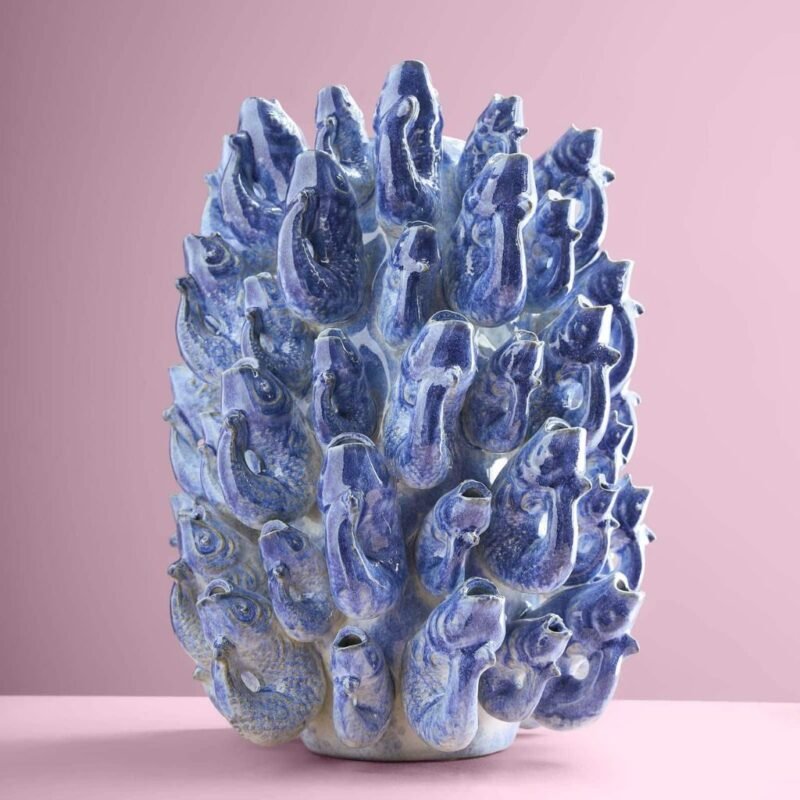 School of Fish Vase with Fish Motif Animal Sculpture