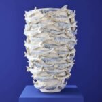 Fish Vase White-Blue Animal Sculpture