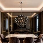 Pearl Black Glass Grape Crystal Chandelier Modern Ceiling Light