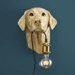 Wall Lamp Labrador Lucky Gold Animal Sculpture