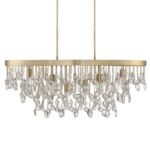 8 Light Noble Brass and Crystal Chandelier