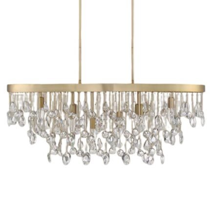 8 Light Noble Brass and Crystal Chandelier