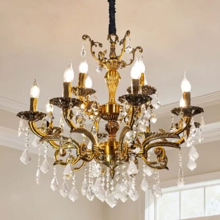 Rosdorf Park Antique Bronze Crystal Chandelier | Brass Chandelier for Dining Room