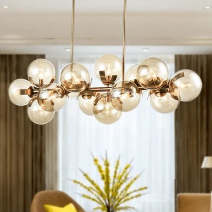 14 Light Linear Crystal Chandeliers for Dining Room