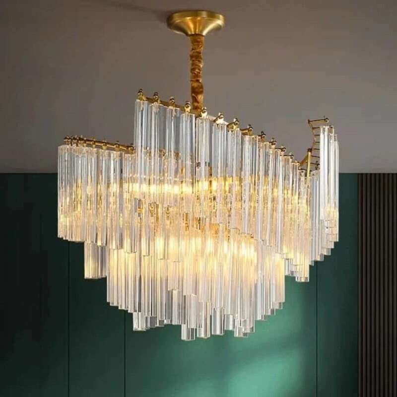 Modern Luxury Spiral Crystal Chandelier | Brass Chandelier for Living Room