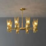 Mid Century Modern Brass Chandelier | Crystal Chandelier