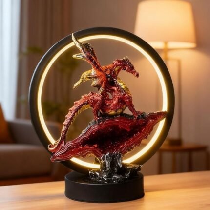 Red Dragon Statue Sculptural Table Lamp | Animal Lamp