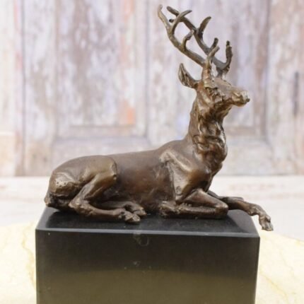 Lying Deer Bronze Animal Sculpture