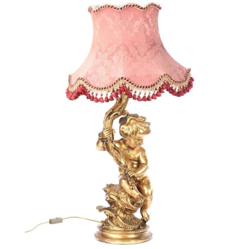 Gilt Cherub Vintage Table Lamp