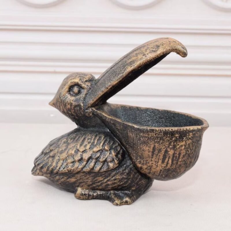 Vintage Cast Iron Pelican Bird Sculpture