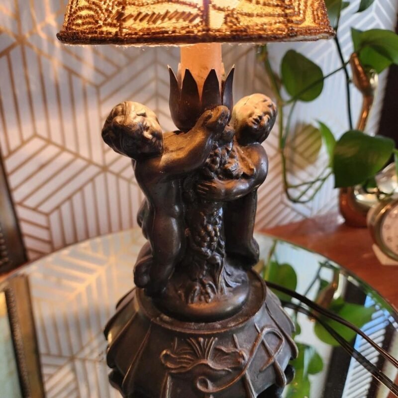 Double Cherub Accent Sculptural Table Lamp