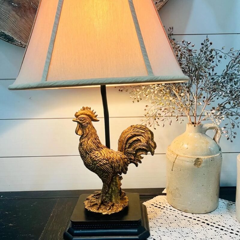 Resin Rooster Sculptural Table Lamp
