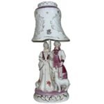 Victorian Porcelain White Pink Sculptural Table Lamp
