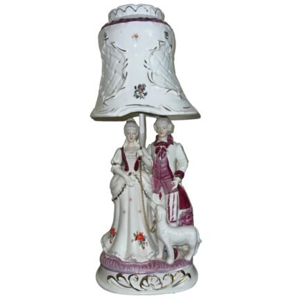 Victorian Porcelain White Pink Sculptural Table Lamp