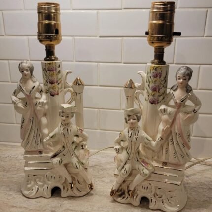 Vintage Wales Pottery Sculptural Table Lamp | Lamps with Gold