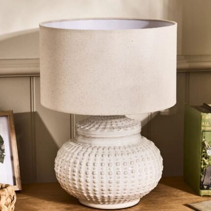 Dimpled White Ceramic Table Lamp