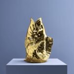 Animal Sculpture Vase Fish Glossy Gold