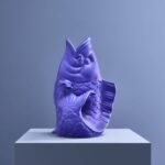 Animal Sculpture Vase Fish Matte Blue