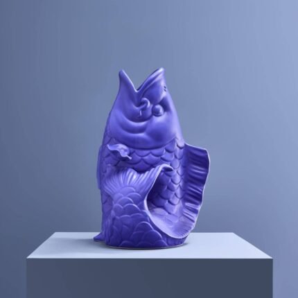 Animal Sculpture Vase Fish Matte Blue