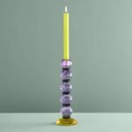 Candle Holder Fancy Crystal Purple Round Glass | Art Sculptures