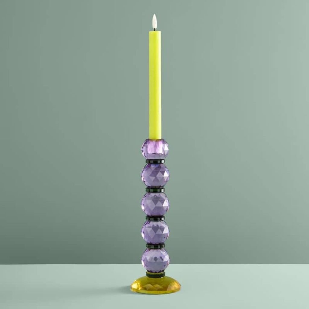 Candle Holder Fancy Crystal Purple Round Glass | Art Sculptures Candle Holder Fancy Crystal Purple Round Glass | Art Sculptures