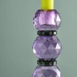 Candle Holder Fancy Crystal Purple Round Glass | Art Sculptures