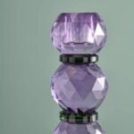 Candle Holder Fancy Crystal Purple Round Glass | Art Sculptures