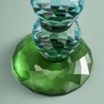 Candle Holder Fancy Crystal Turqoise Round Glass | Art Sculptures