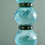 Candle Holder Fancy Crystal Turqoise Round Glass | Art Sculptures