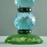 Candle Holder Fancy Crystal Turqoise Round Glass | Art Sculptures