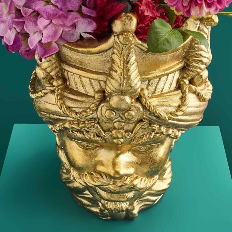 Sicilian Flower Pot Agostina Gold Animal Sculptures