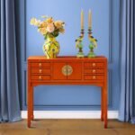 Console Table Dynasty Vintage Orange Wooden Console Table