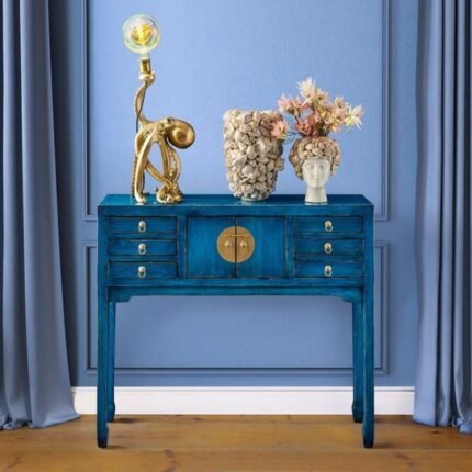 Console Table Dynasty Vintage Blue Wooden Console Table